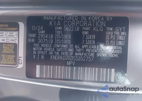 2025 Kia Sorento Hybrid Sx Prestige from USA, damaged, VIN KNDRKDJG3S5352757